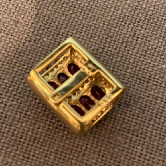 Vintage 14k yellow gold pendant with 6 ruby stones slider with bag - Picture 8 of 15